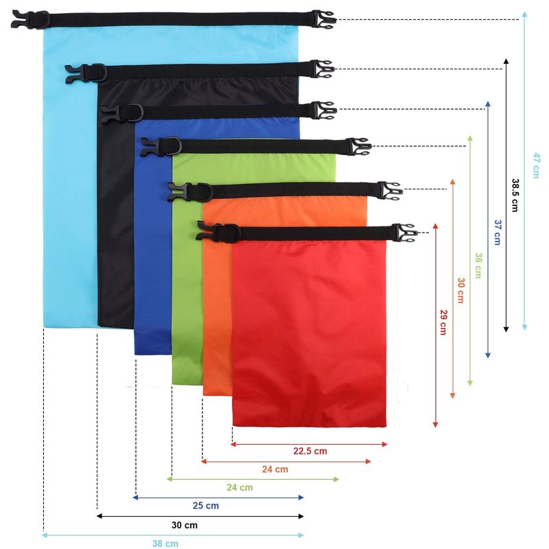 Shappy 6 Pcs 6/12 Pcs Waterproof Dry Bags, Lightweight Outdoor Waterproof Dry Stuff Sacks 15/8/5/4/3/2 L and Long Adjustable Shoulder Strap for Kayaking Rafting Boating Hiking Camping (Colors)