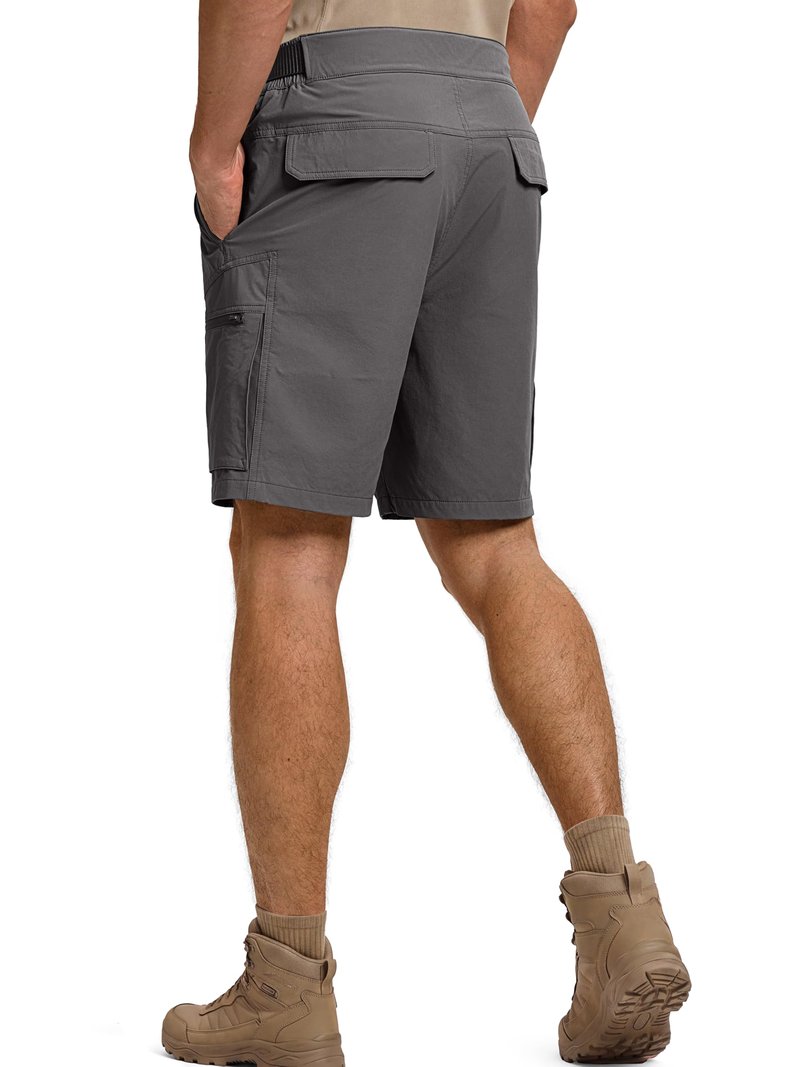 FREE SOLDIER Men's Cargo Hiking Shorts with Belt Lightweight Quick Dry Tactical Shorts with Pockets for Casual Work Golf(Gray,34W x 12L)
