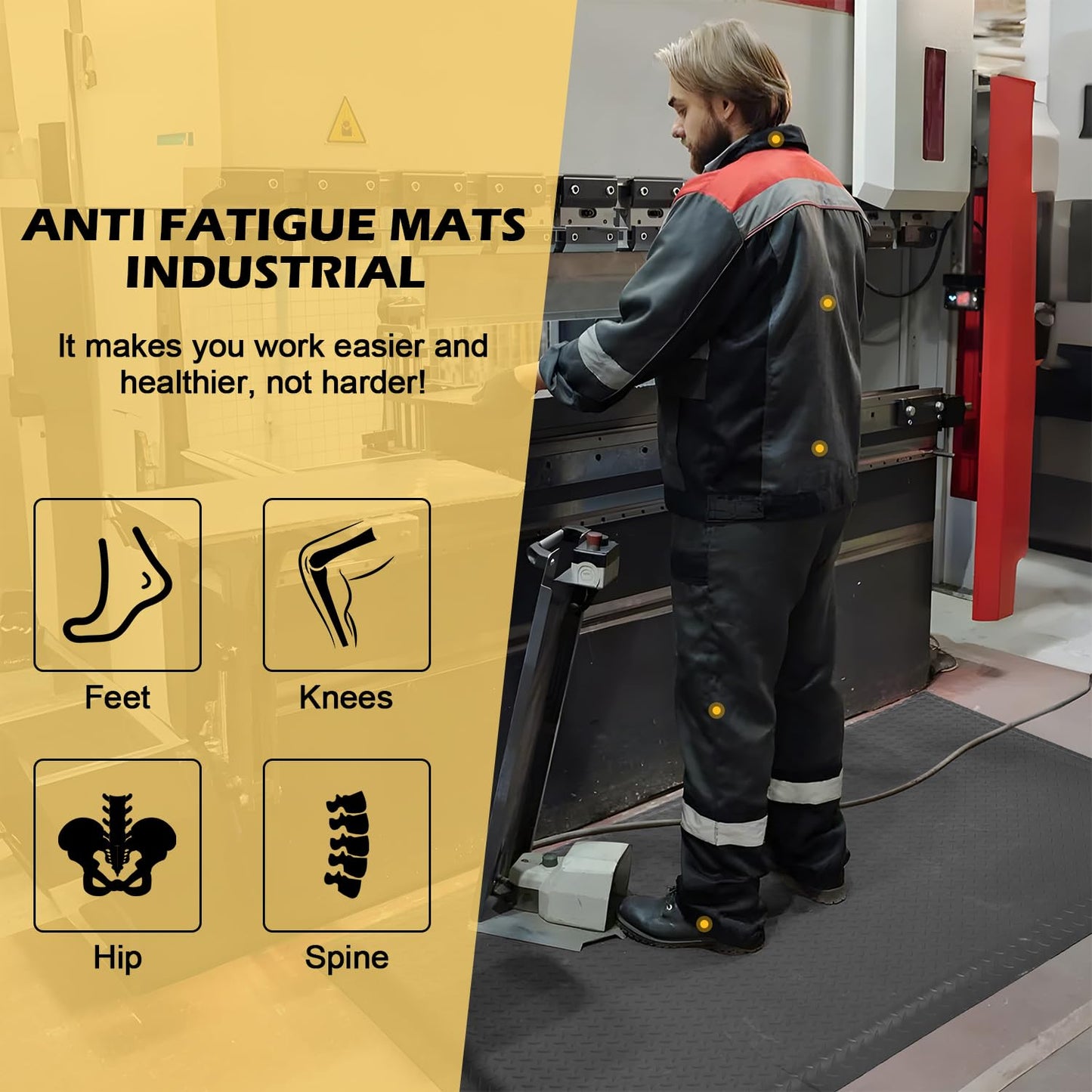 GOOFCXO Anti Fatigue Mat 2x5 Ft 15/16" Thick Soft Sponge Ergonomic Durable