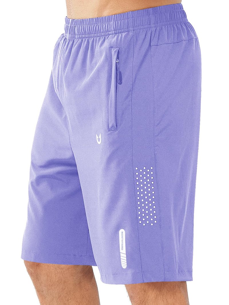 NORTHYARD Men's Athletic Running Shorts Gym Workout 7"/9"/5" Quick Dry Lightweight Sports Basketball Tennis 3 Zipper Pockets VIOLET-9inch S
