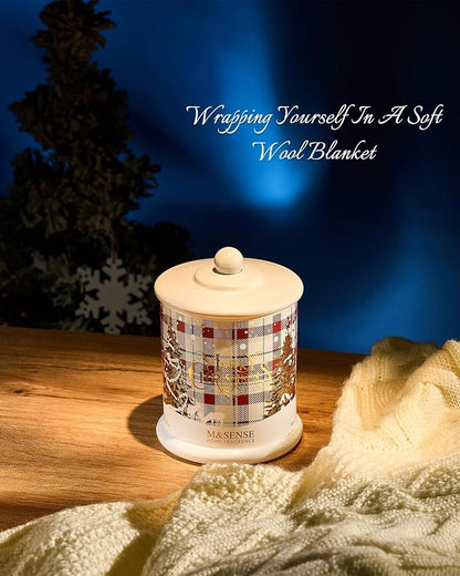 M&SENSE Christmas Candles Warm Sweater Scented, 12.7oz 75 Hours Slow Burn, Organic Soy Wax Double Wick, Non Toxic Aromatherapy Jar Candles for Stress Relief, Cozy Winter Holiday Candles for Home