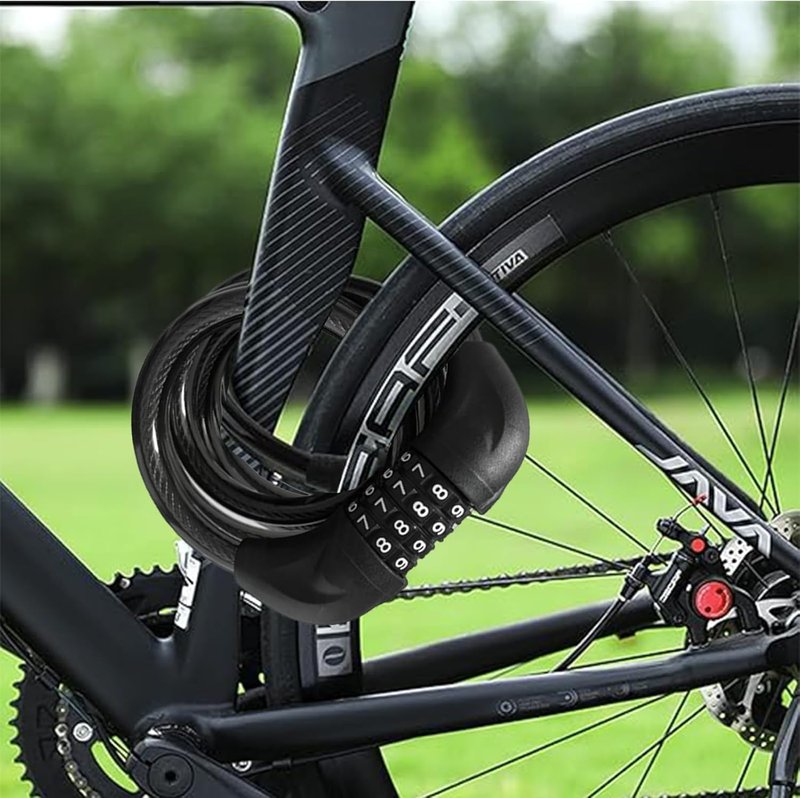 Bike Cable Lock - 6FT Heavy Duty Steel Cable | 4-Digit Resettable Combination, Waterproof Anti-Theft Security for Bikes, Scooters, Gates