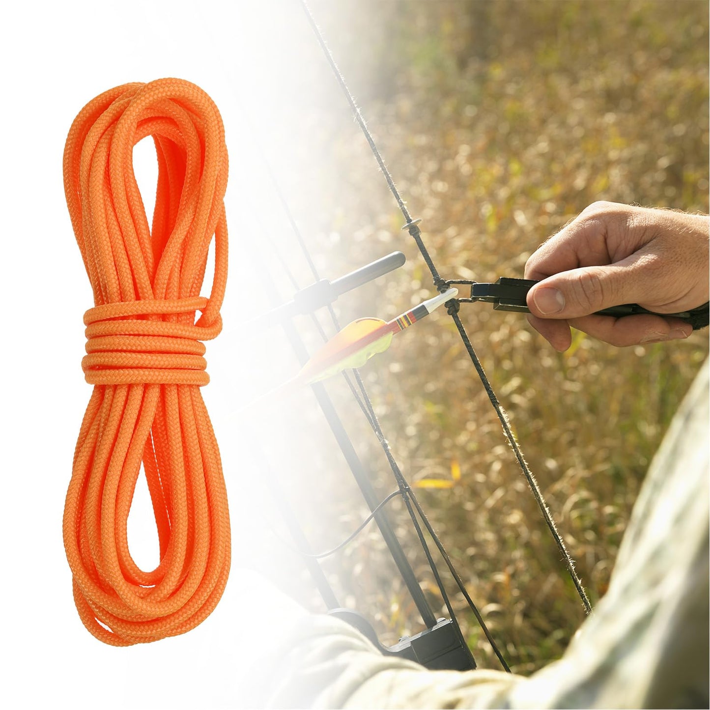 PATIKIL Archery D Loop Rope 10 FT, Bow D Loop String Release Material Nock Wire Nocking Loop Buckle Ring for Compound Bowstring, Orange