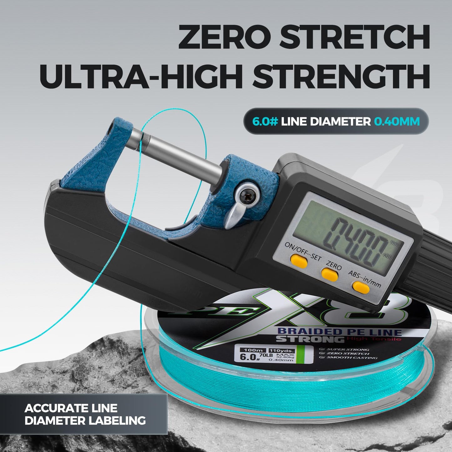 Superpower Premium X8 Braided Fishing Line - Super Strong Wear-Resistant PE Line, No Stretch High Sensitivity Smooth Casting Line for Saltwater and Freshwater Fishing (Blue, 23LB)