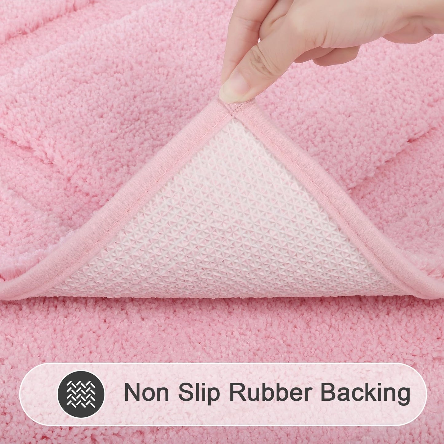 SHACOS Pink Bathroom Rugs 2 Piece Set 20x32 + 16x24 inch, Non Slip Bath Mat Microfiber Bathroom Rug, Soft Fluffy Water Absorbent Washable Bath Rugs