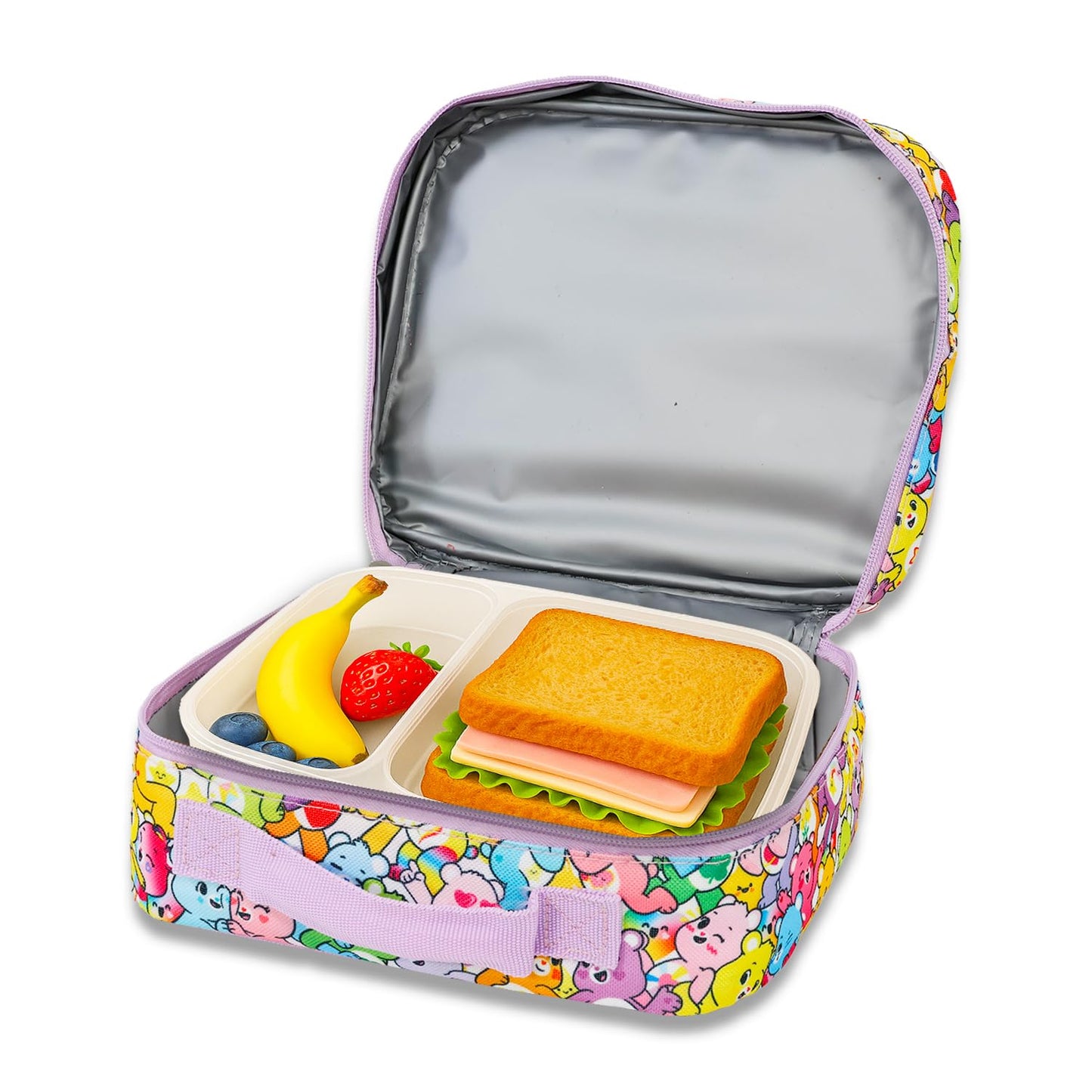Care Bears Lunch Bag Set - Bundle with Sequined Insulated Lunch Box, Water Bottle, Stickers, More | Care Bears School Supplies Kids