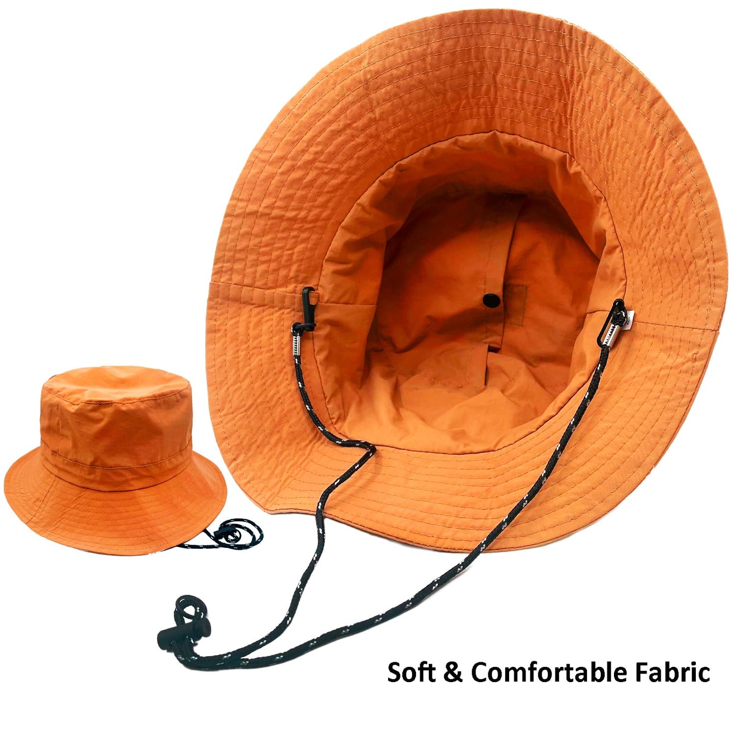 woogwin Waterproof Bucket Rain Hat with Chin Strap Quick Dry Packable Boonie Sun Hat Safari Hat UV Protection(Orange)