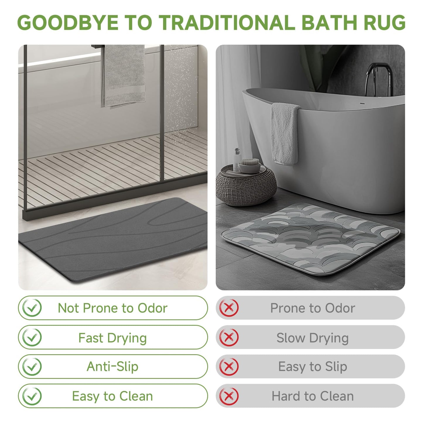 Liyarya Extra Large Stone Bath Mat, 31.5 x 19.7 Diatomaceous Earth Stone Shower Mat for Bathroom, Absorbent Bath Mats, Non-Slip Barhroom Floor Mat, Quick Dry, Easy to Clean