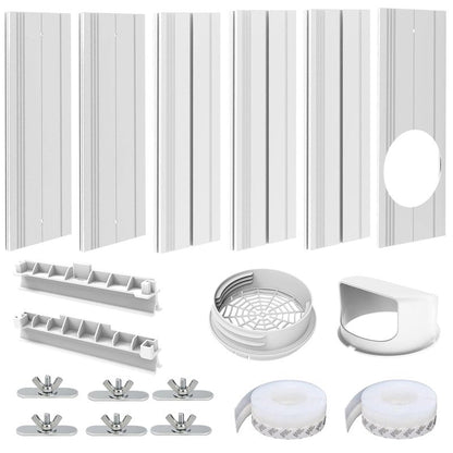 Portable Air Conditioner Sliding Door Vent Kit, Mobile AC Window Vent Kit for 5.0"/5.9” Exhaust Hose, Seamless AC Vent Seal Kit with 6 Upgraded Plates for A/C Unit Sliding Door/Window