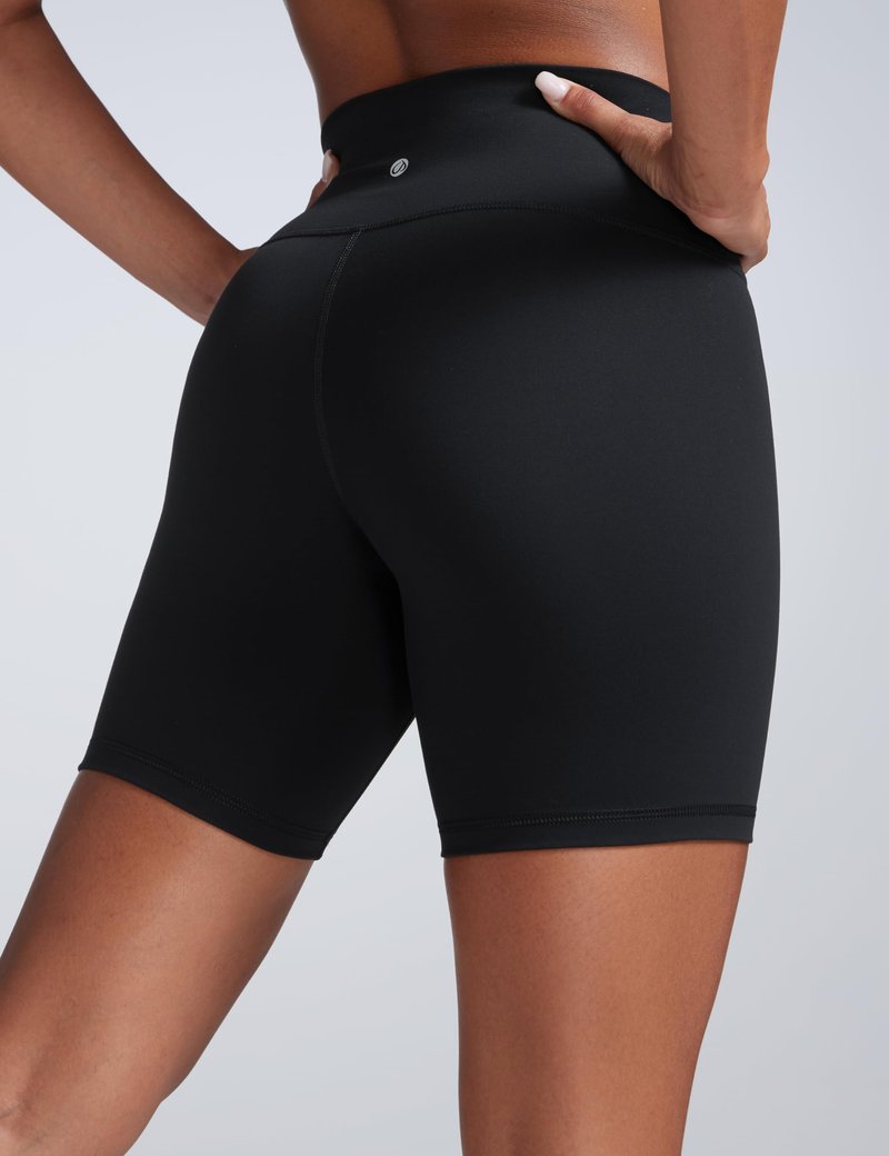CRZ YOGA Butterbreeze Athletic Biker Shorts 6'' - High Waisted Workout Gym Volleyball Running Yoga Tummy Control Womens Black Small