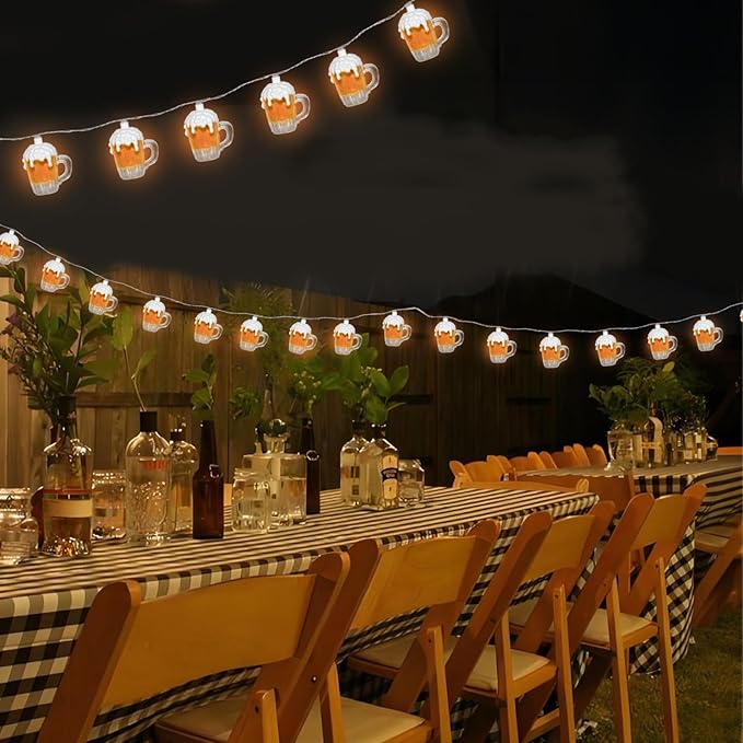 8.5Ft Beer String Lights, Novelty Party Decoration Lights with 10 Beer Mug Bulbs for Indoor & Outdoor, Summer Patio Outdoor Lights Perfect for Bar Patio Garden Beer Lovers' Parties