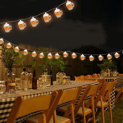 8.5Ft Beer String Lights, Novelty Party Decoration Lights with 10 Beer Mug Bulbs for Indoor & Outdoor, Summer Patio Outdoor Lights Perfect for Bar Patio Garden Beer Lovers' Parties