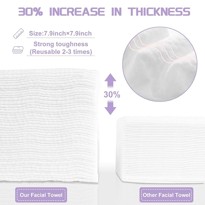 Disposable Face Towel 200 Count, Soft Cotton Face Towels, Dry Wipes Facial