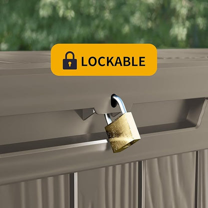 270 Gallon Outdoor Storage Box Waterproof Lockable Resin Deck Box Large, Patio Storage Bin for Pool Accessories Cushion Furniture, Garden Tools, UV-Resistant Outside Delivery Grey