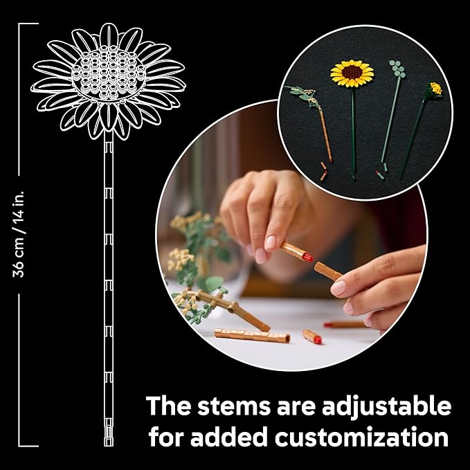 LEGO Botanicals Sunflower Bouquet Building Set for Adults Ages 18+ - Artificial Flowers for Home Office Bedroom or Desk Decor - Gifts for Women &amp Men - 11502