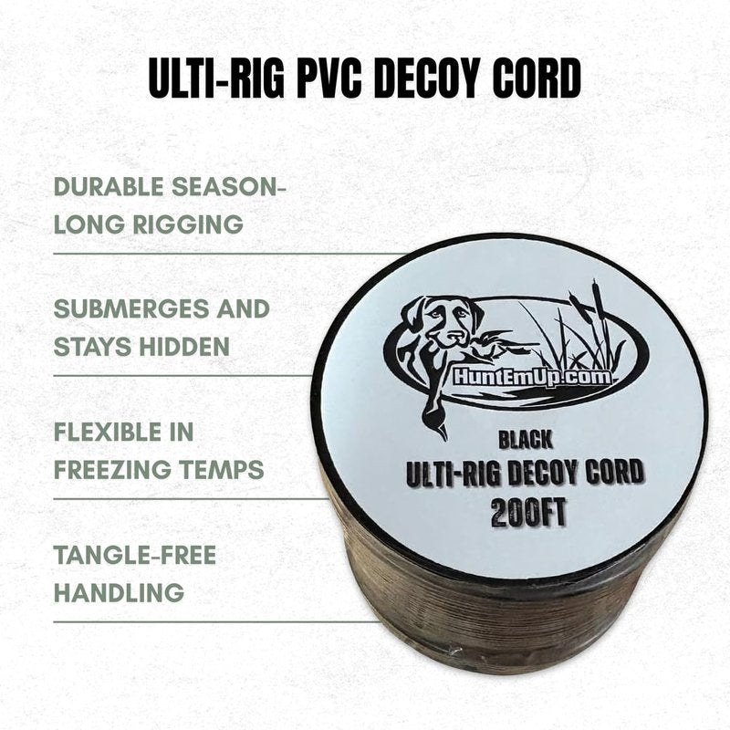HuntEmUp Ulti-Rig Waterfowl Hunting Decoy Cord, 200 ft – Tangle-Free PVC Rigging Line for Duck & Goose Decoys – Durable Decoy Rigging Cord for Marsh, Timber & Open Water