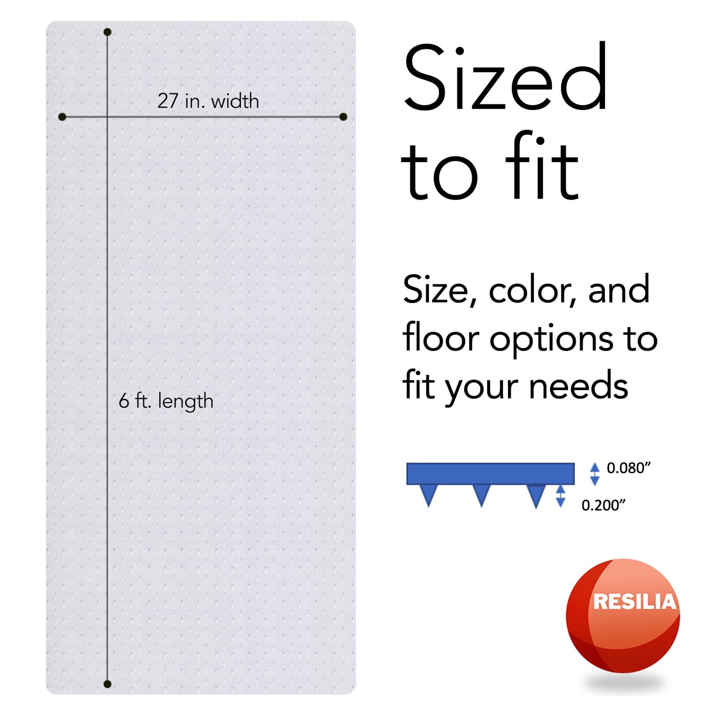 RESILIA Deluxe Clear Vinyl Floor Runner for Deep Pile Carpet - Non Slip & Stain Resistant Textured Mats - Waterproof Plastic Protector for Carpets, 27 Inches Wide x 6 Feet Long, Made in The USA