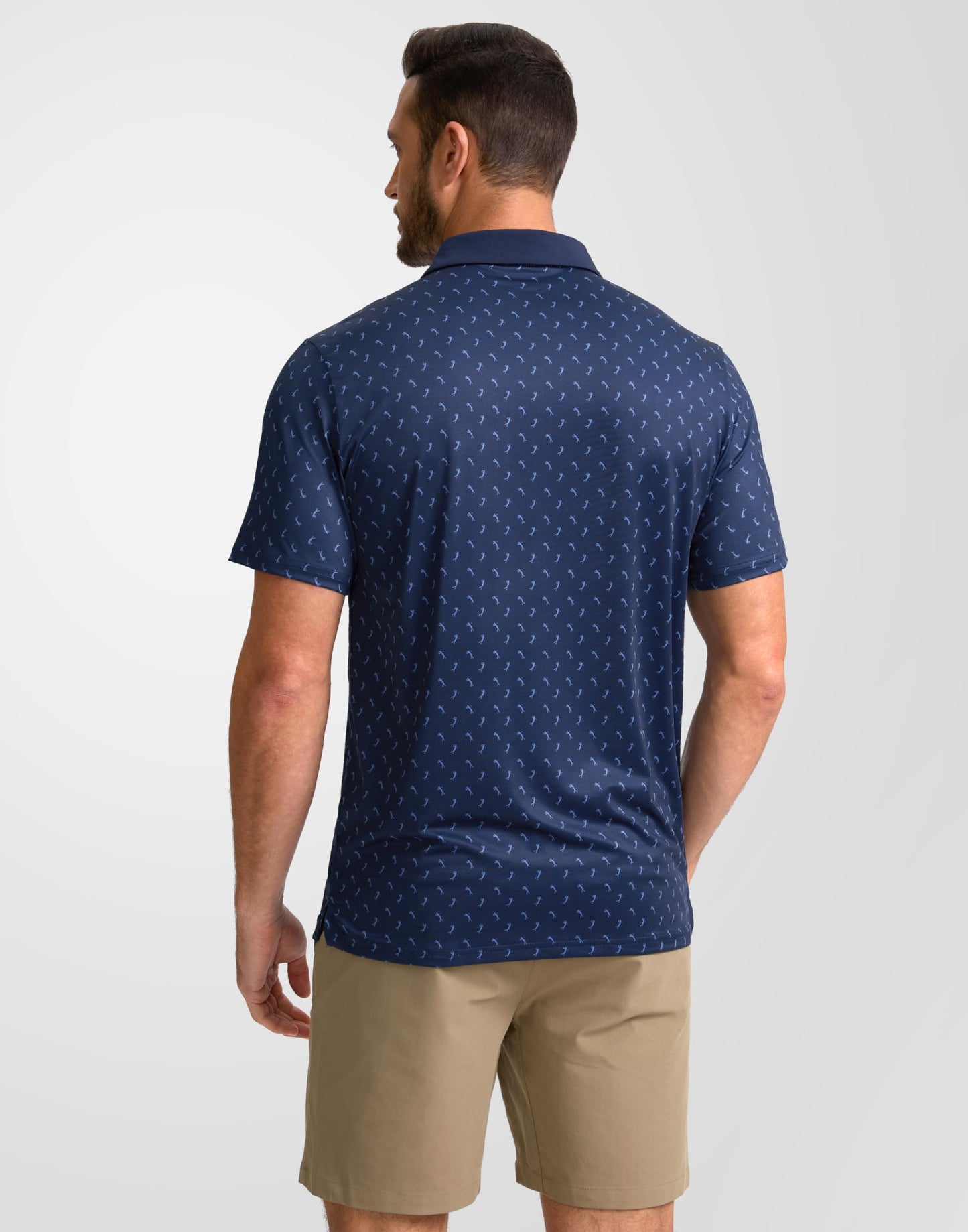 Obla Mens Golf Polo Shirts Short Sleeve Dry Fit Performance Moisture Wicking Casual Print Collared Golf Shirts for Men(Navy Golf Swing_XXXL)