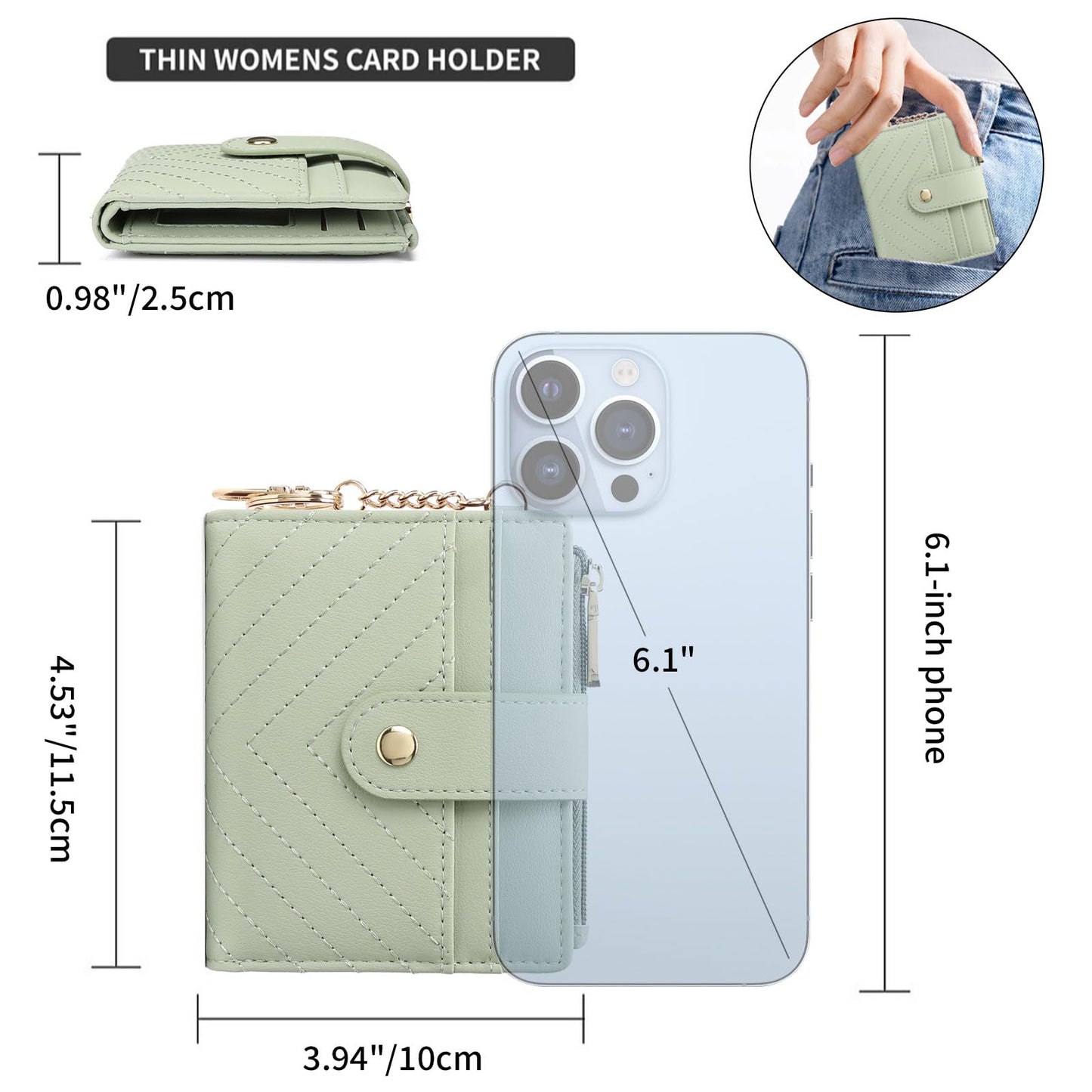 GAEKEAO Slim Wallet for Women, RFID Blocking Credit Card Holder Bifold Wallet with Zipper Coin Pocket, ID Window