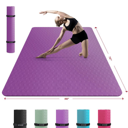 HAPBEAR Extra Large Yoga Mat - 72"x48"/78"x54", 1/4" & 1/3" Thick, Non-Slip, Durable, Eco-Friendly, Wide Exercise Mat for Home Workouts, Yoga, Pilates, Stretching, Meditation (Barefoot Exercise)