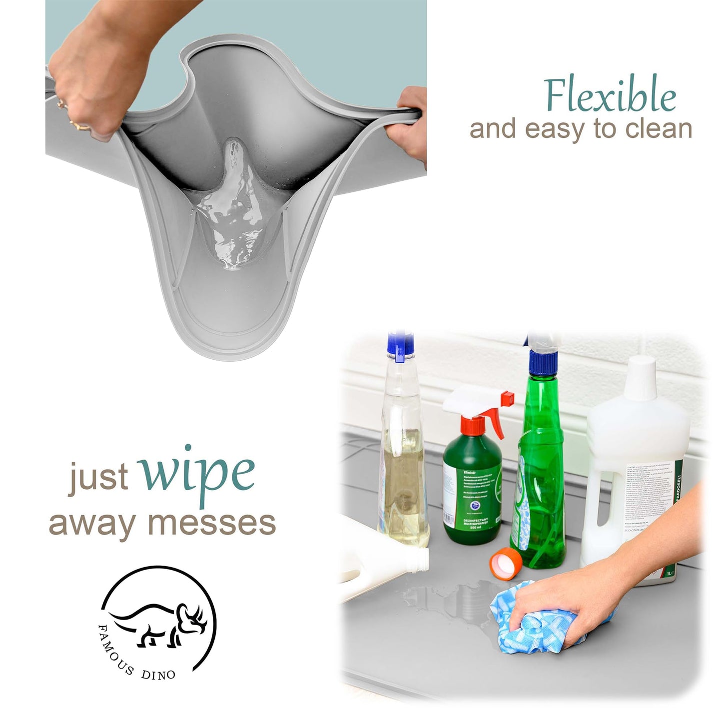 The Original Under Sink Mat - Silicone Waterproof mat, Trimmable, Easy to Clean, Kitchen cabinet liner, Under sink protector mats, Drip Tray with Lip - 34" x 22" or smaller