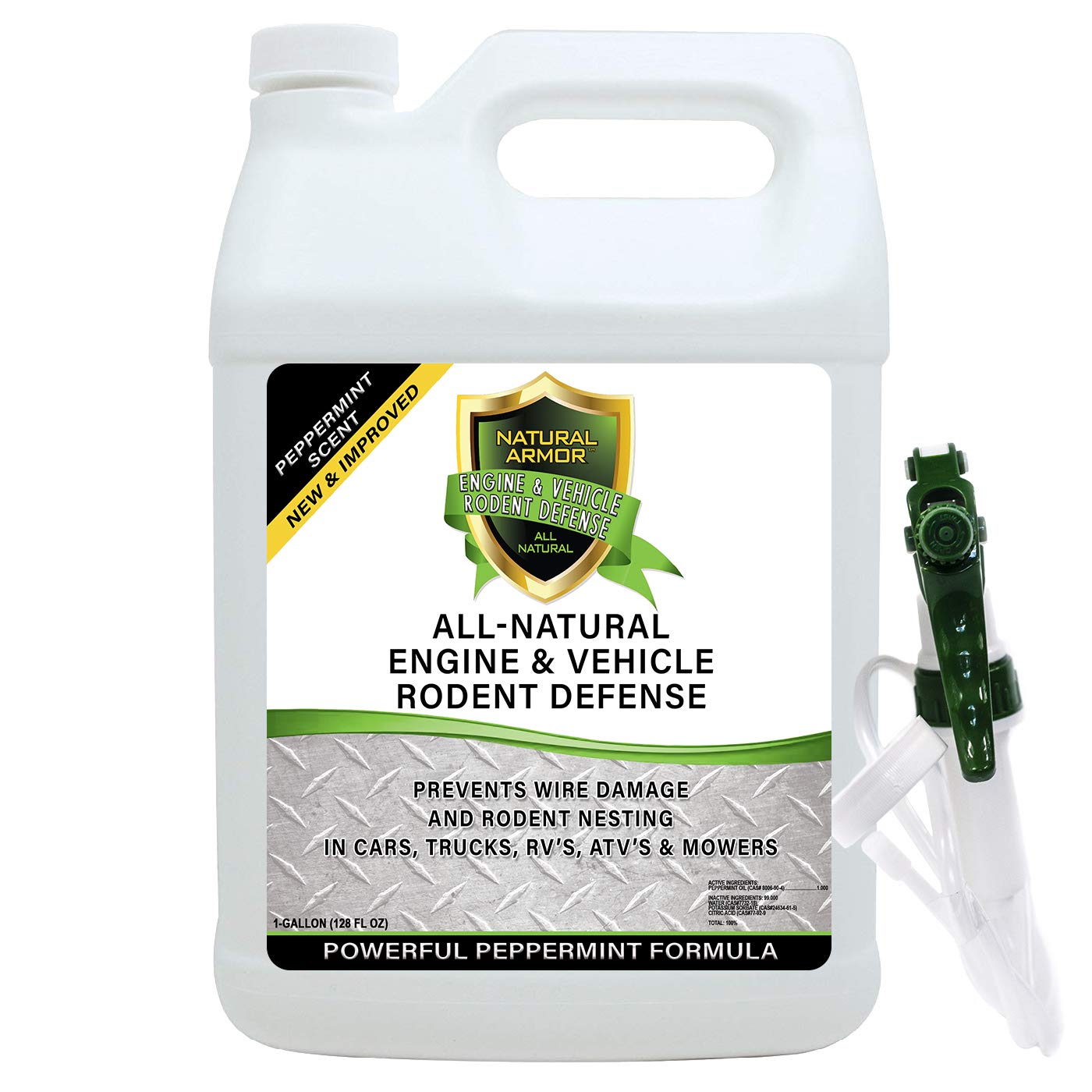 Mice/Mouse, Rat, Squirrel & Rodent Wire, Engine & Vehicle Protection Spray Prevents Chewing & Nesting for Cars, Trucks, RV’s, ATV’s. Great for Winter Protection. Ready to Use (128 Oz Gallon)