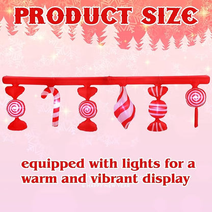 Retisee 14.7 ft Long Christmas Inflatable Outdoor Decoration Blow up Hanging Flashing Candy with Built in LED Lights Blow up Yard Decoration for Christmas Party Yard Windows Supplies Outdoor