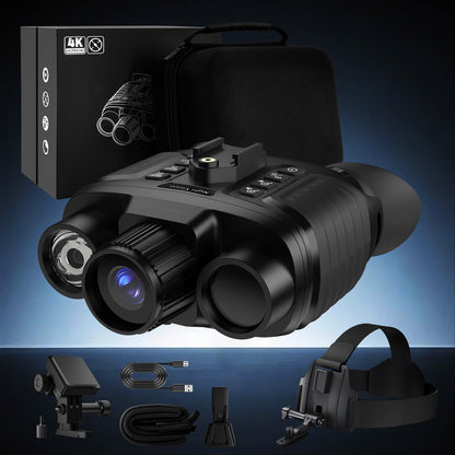 GOYOJO 4K Head-Mounted Night Vision Goggles, Night Vision Binoculars with 4500mAh Rechargeable Battery, 32GB Card Recording Photo & Video for Hunting & Camping