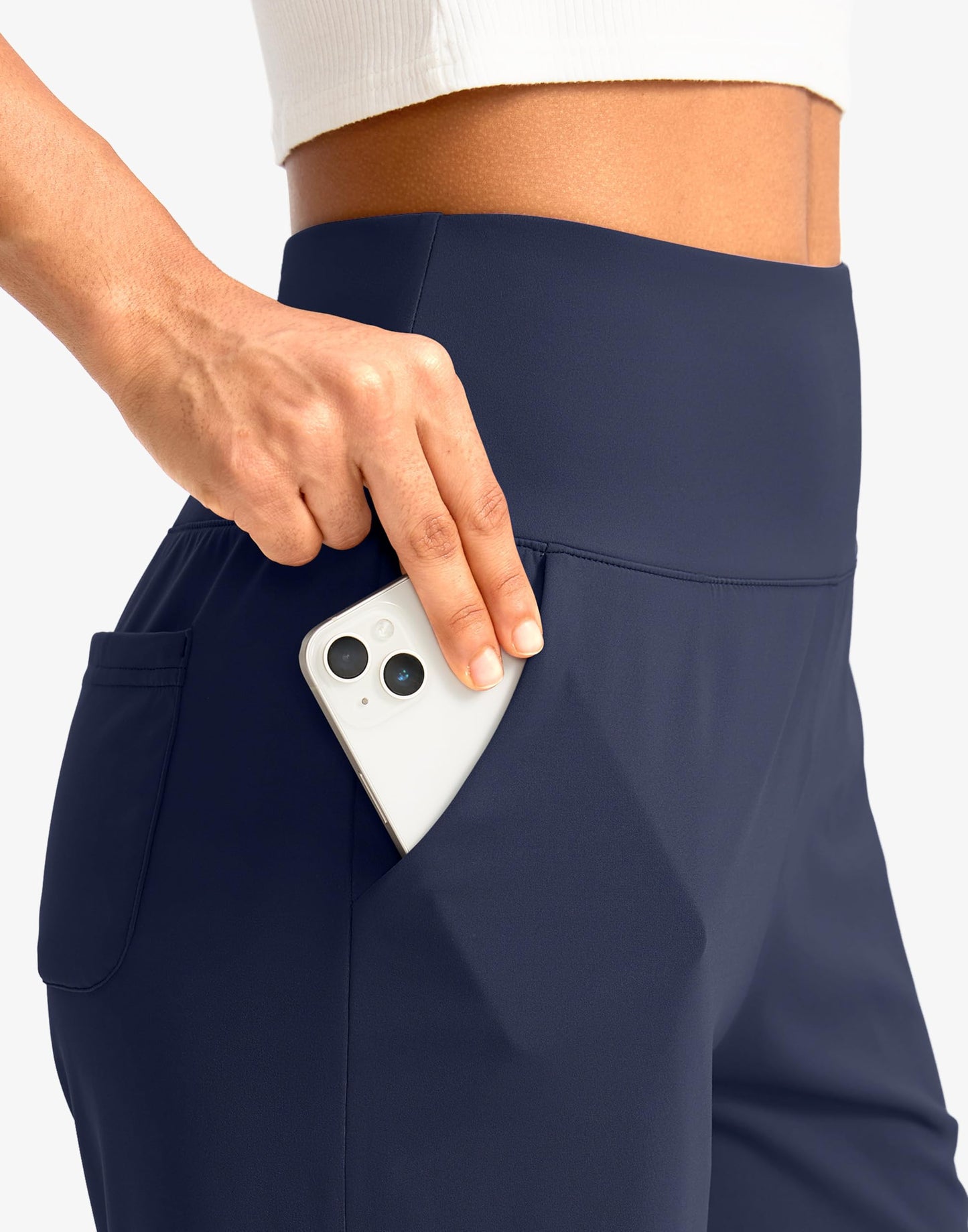 G Gradual Women's Bermuda Long Shorts with Pockets 9" High Waisted Knee Length Shorts for Women Walking Athletic Workout(Navy,3XL)