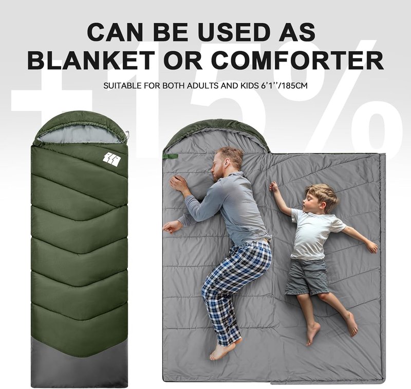Sleeping Bags for Adults - Lightweight Waterproof Cold Weather Backpacking Gear | Compact for Travel, Hiking & Camping
