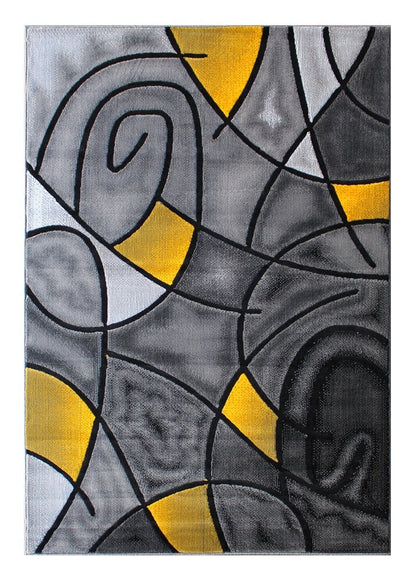 Masada Rugs, Modern Contemporary Area Rug, Yellow Grey Black (8 Feet X 10 Feet)