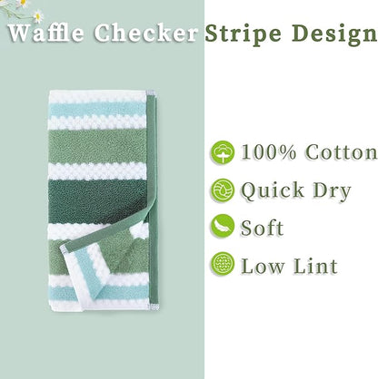 Green and White Washcloths