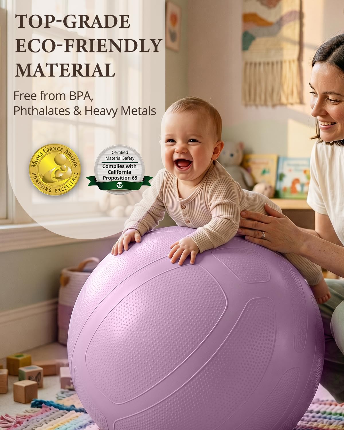 Trideer Pregnancy Birthing Ball, 1.7mm Extra Thick Yoga Ball for Maternity, Labor, Physio, Recovery, Exercise Guide & Daily Comfort Tips for All Trimesters, 1000LB Anti-Burst Non-Slip Stability Ball