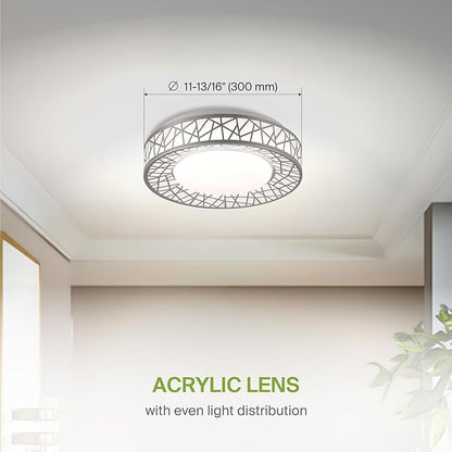 ASD 12 Inch LED Flush Mount Ceiling Light Fixture for Bedroom, 20W 1130LM 5CCT 2700K-5000K, Dimmable Lights, Dining, Living Room, Kitchen Lamps, Modern Home Lighting Fixtures, Nickel, ETL, 4 Pack