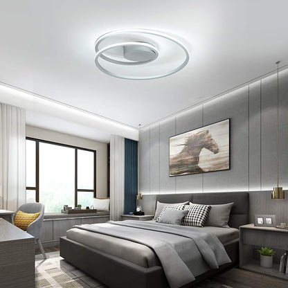 MADEM Room Decor Modern Ceiling Light, 20.5'' Dimmable LED Flush Mount Ceiling Light 47W LED Chandelier Close to Ceiling Light for Bedroom Living Room Dining Room, Silver