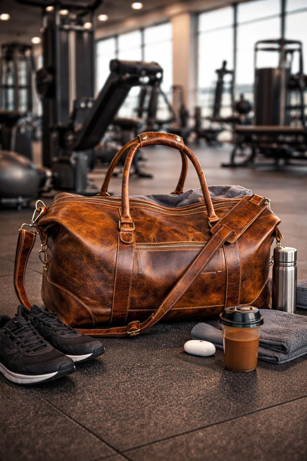 DEBKIN JOURNEY 22 Inch Top Grain Buffalo Leather Duffle Bag for Men & Women - Weekender Sports Travel Shoulder Bags, Aeroplane Hand Luggage Men Duffle Bag