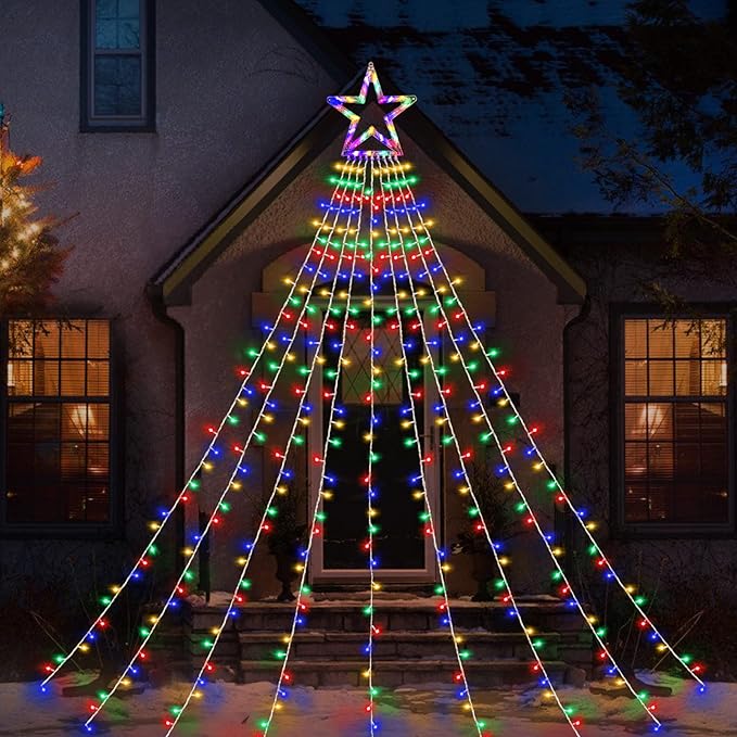 Christmas String Lights Outdoor Decoration 317 LED Star Fairy String Lights 8 Modes & Waterproof for Party Wedding Patio Yard New Year Holiday Indoor Outdoor - Multicolor