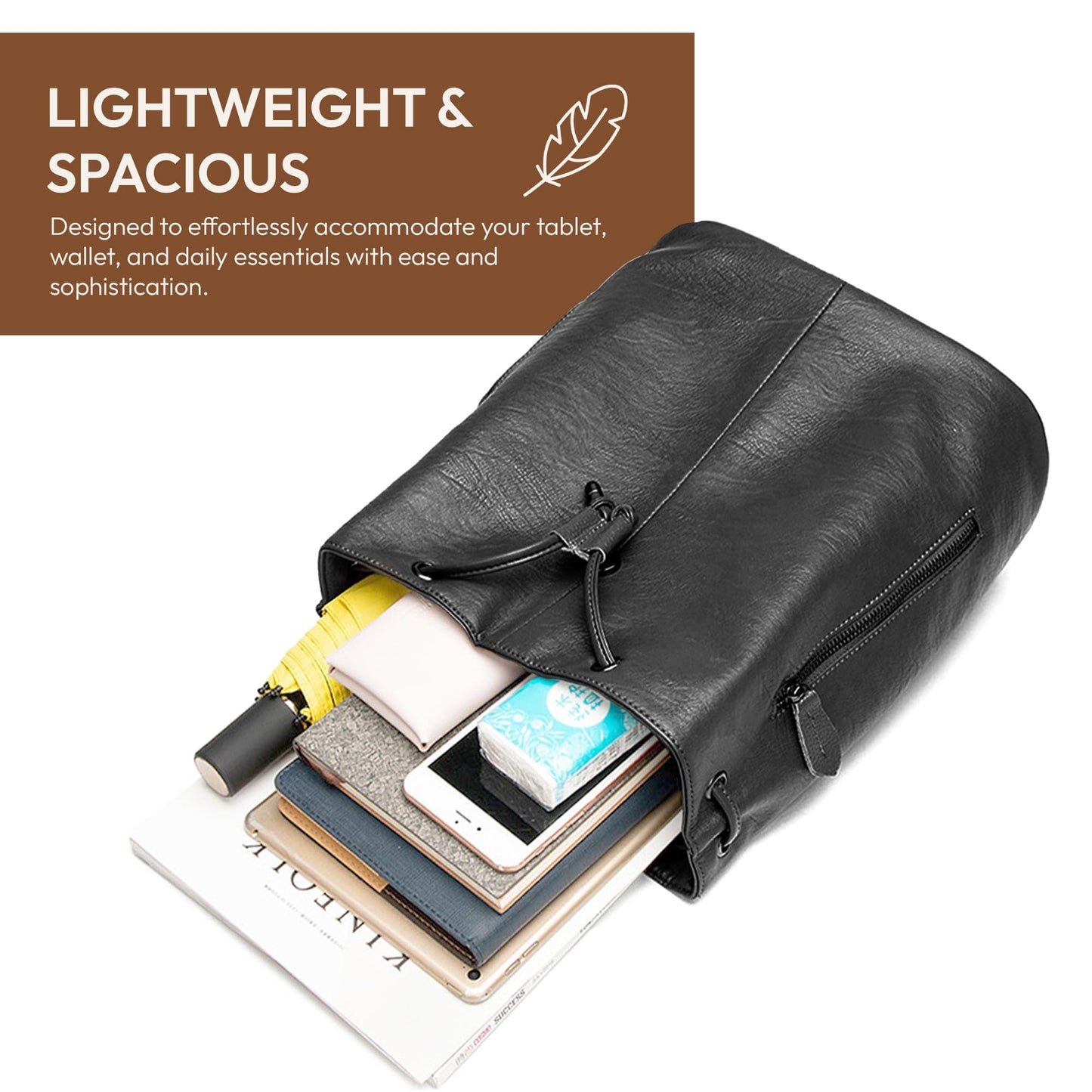 FemmeShield Women's Vegan Leather Backpack Purse with Security-Focused Design – Lightweight, Practical Backpack with RFID Pocket and Hidden Magnetic Flap for Travel, Work & Everyday Use
