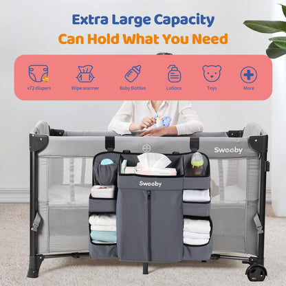 Sweeby Diaper Organizer for Changing Table and Crib - Nursery Diaper Stacker Hanging Caddy for Baby Essentials