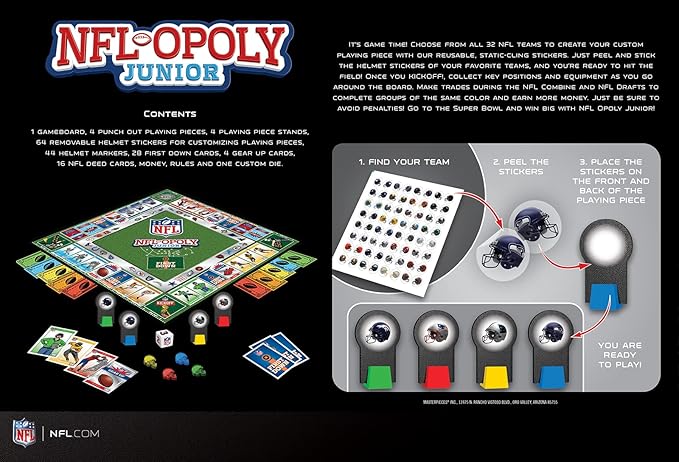 MasterPieces Kids &amp Family Board Games - NFL Opoly Jr. - Officially Licensed Board Games for Kids &amp Family