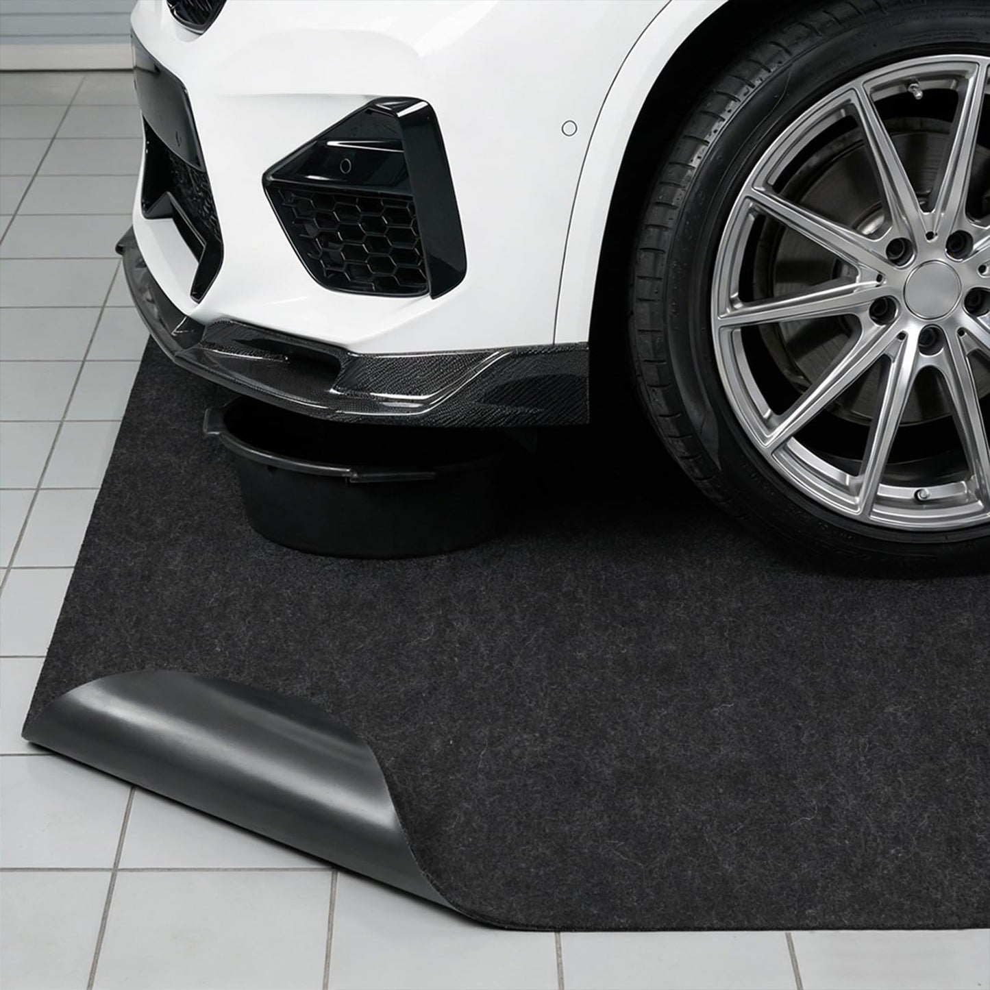 COAGOU 2 Pack 36" x 60" 0.12" Thick Oil Spill Mat Garage Rubber Mats for Floor – Black Water & Oil-Absorbent, Non-Slip, Easy to Clean, Reusable & Cut-to-Fit Mat for Oil Pan, Car, Motorcycle, Driveway