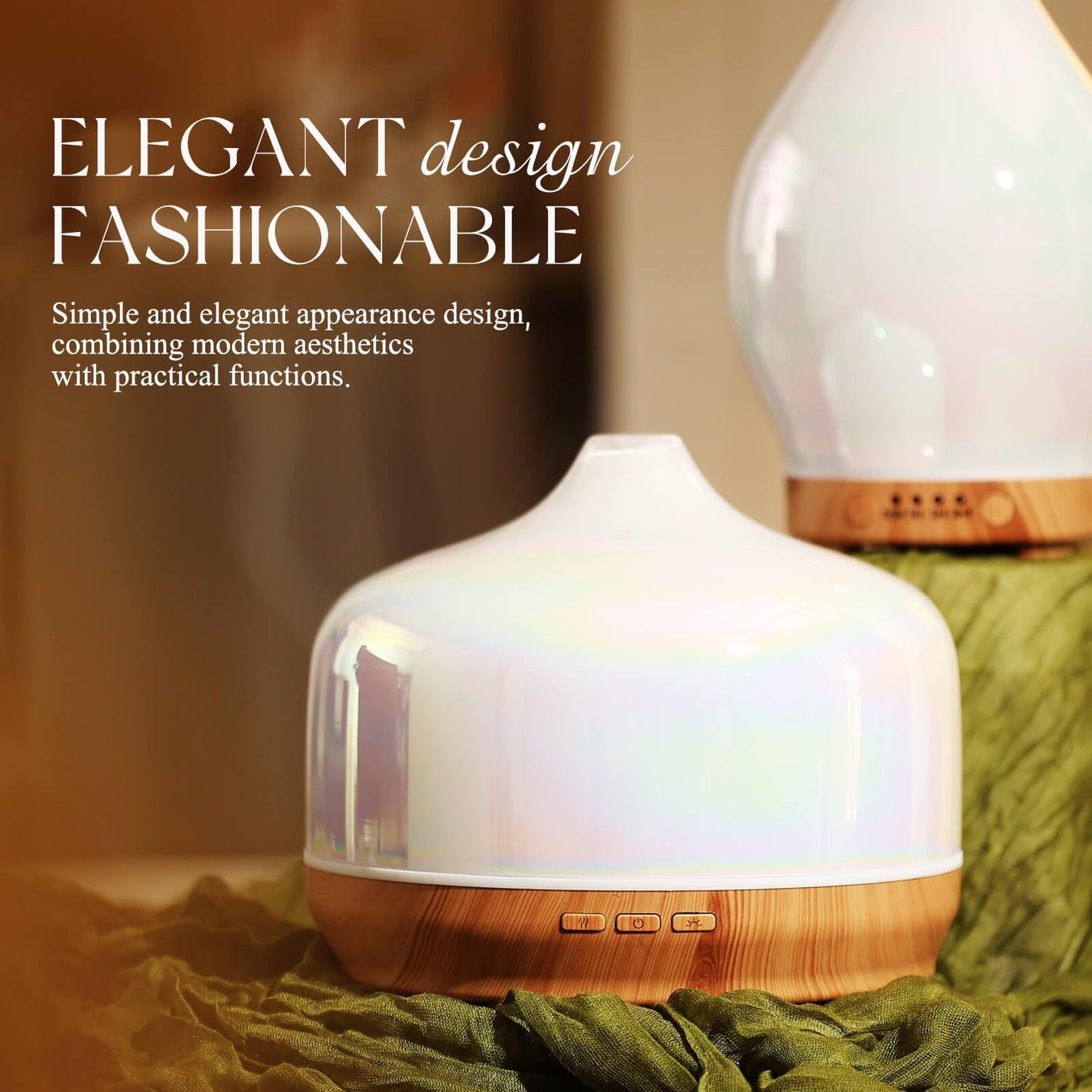 Porseme 500ml Essential Oil Diffuser, Aroma Ultrasonic Humidifier with Remote Control, BPA Free, Auto Shut-Off, Timer Setting for Large Room Sleeping Yoga