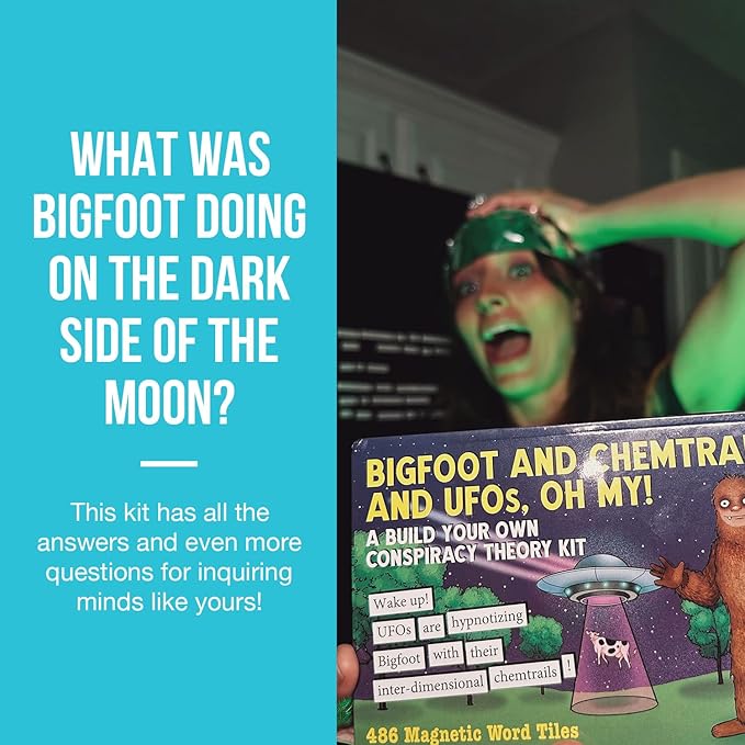 Dissent Pins Bigfoot and Chemtrails and UFOs Oh My! - Conspiracy Theory Kit Funny Fridge Magnet Word Games for Adults (486 Word Tiles)