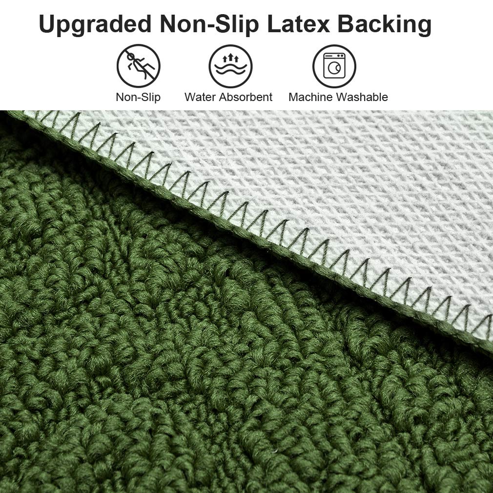 VANZAVANZU Kitchen Rugs, 31"x19" Kitchen Mats, Half Moon Round Kitchen Rugs Carpet, Specialized in Ultra Anti Skid Absorbent and Machine Washable for Kitchen Doorway Floors Accessories (Dark Green)