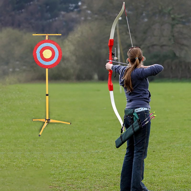 Nbguigdstr Archery Target Stand, Bow and Arrow Target Stand for Backyard & Shooting Range, Adjustable Foldable Metal Tripod Stand Hanging Traditional Straw & Foam Archery Targets and Work Light