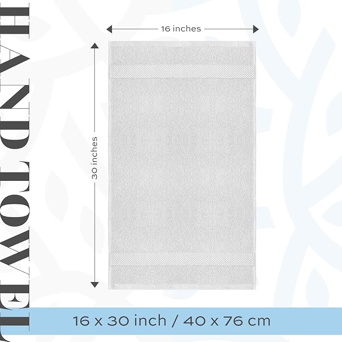 White Classic Luxury Silver Hand Towels