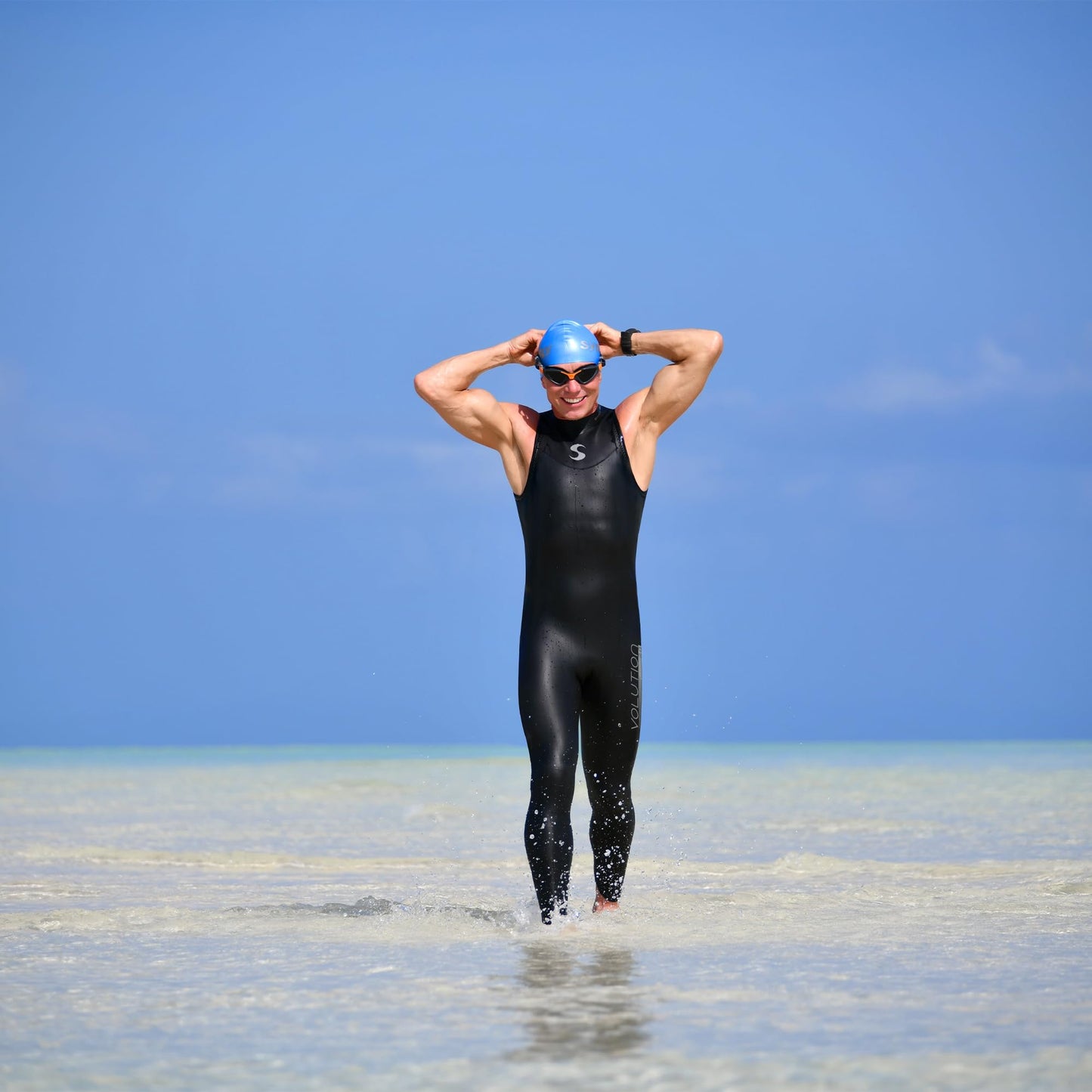 Synergy Triathlon Wetsuit 3/2mm - Volution 2.0 Sleeveless Long John Smoothskin Neoprene for Open Water Swimming (Men 2.0, Men's M1)