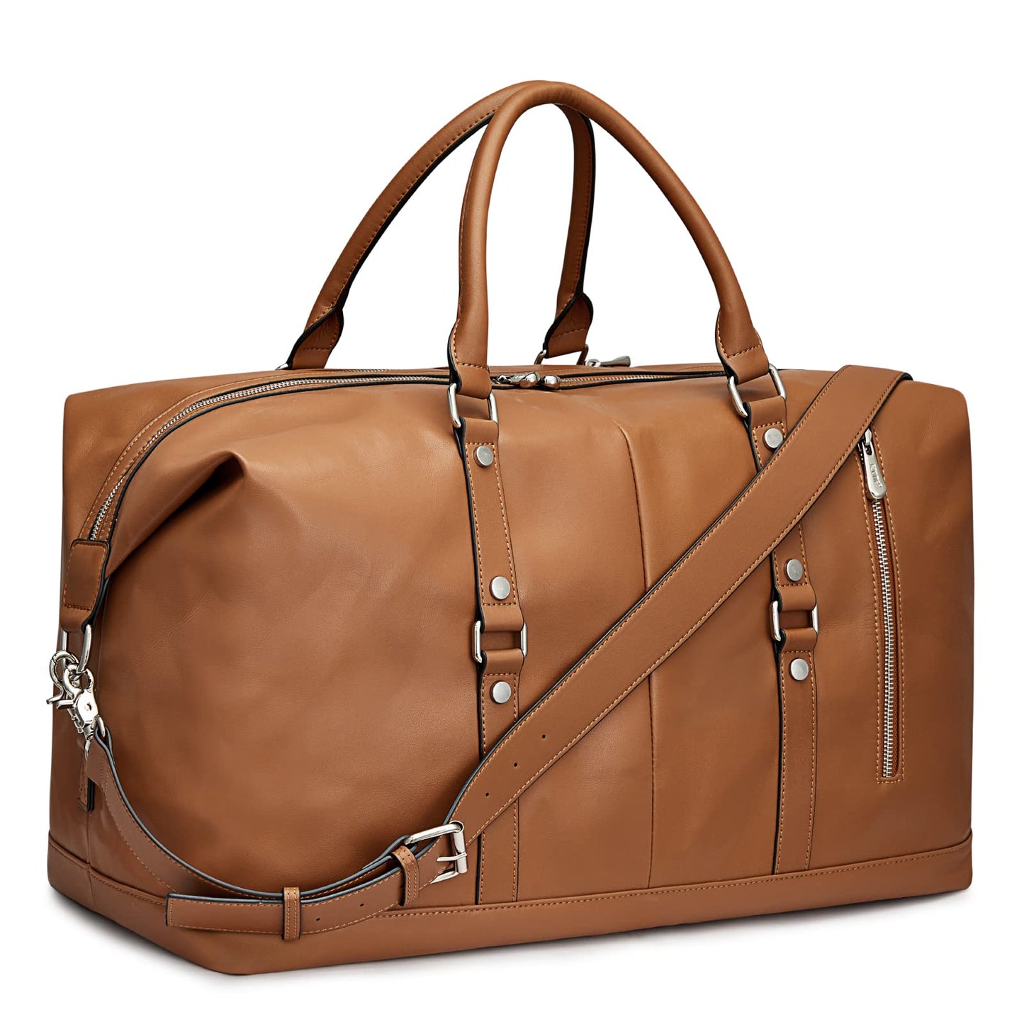S-ZONE Genuine Leather Women Travel Duffle Weekender Overnight Weekend Carry on Shoulder Tote Bag