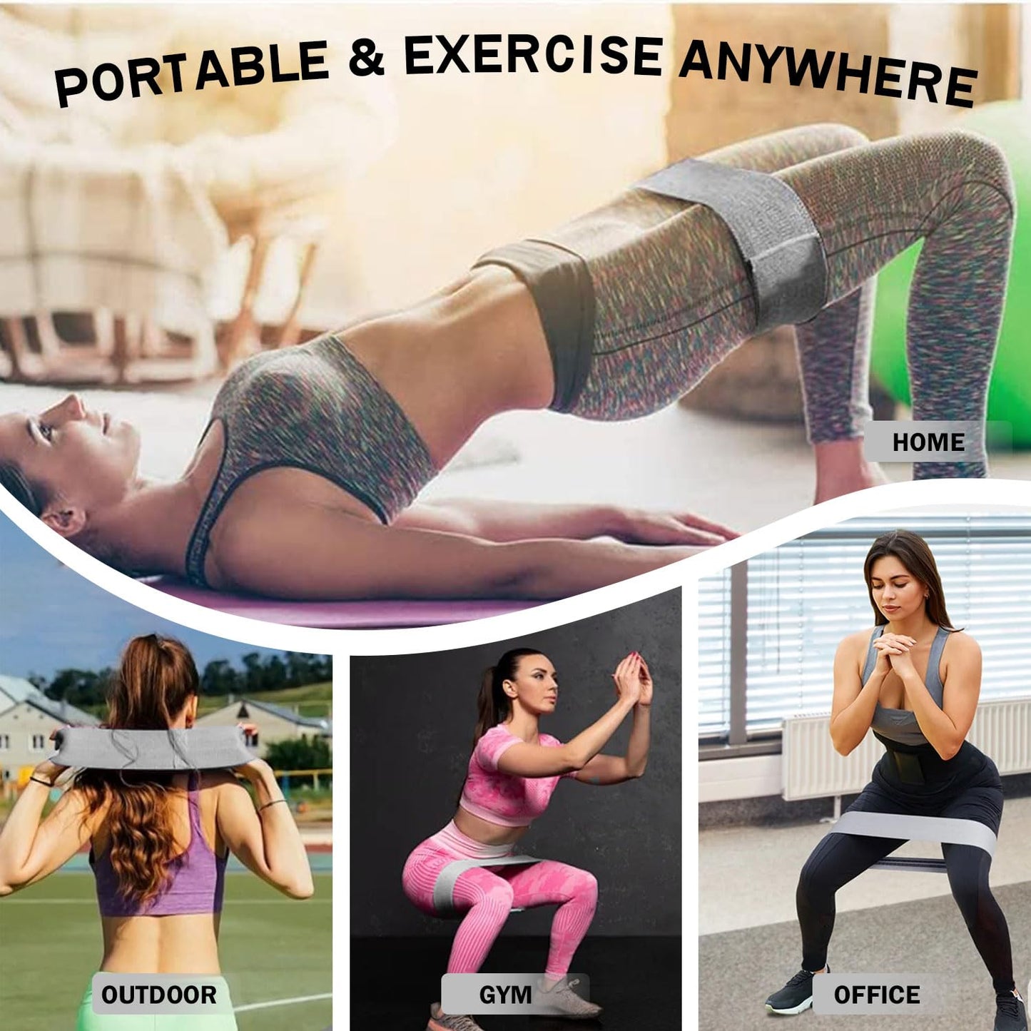 Non-Slip Fabric Resistance Bands for Working Out, Loop Exercise Bands for Booty Leg, Butt, Glute, Stretch Workout Bands for Women & Men, Hip Elastic Bands for Home Gym Fitness, Yoga, Pilates