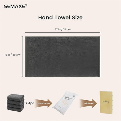 SEMAXE Gray Hand Towels for Bathroom, Quick-Drying, Easy Care